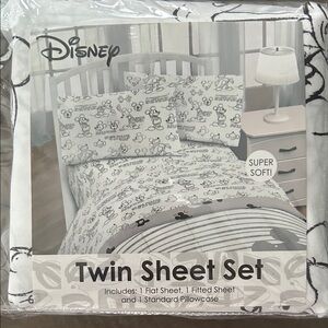 Disney Twin Sheet Set - Black and White Mickey Design